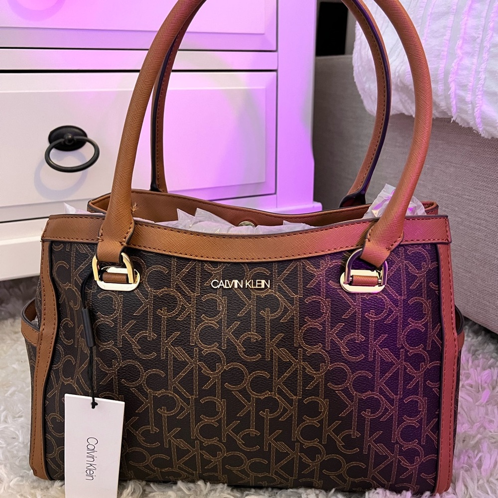 Calvin Klein Mercy Monogram Logo Satchel